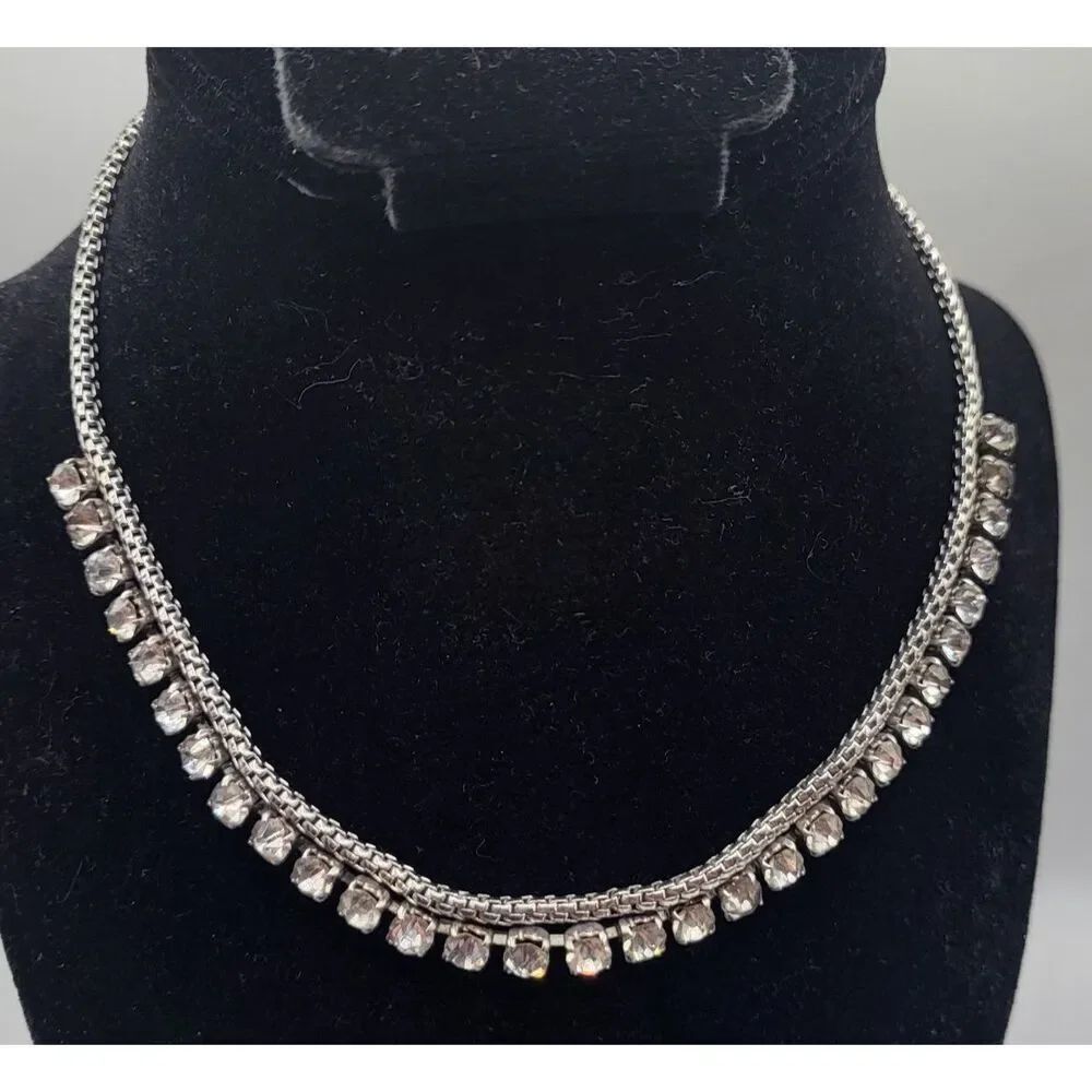 Estate Vintage Industrial Double Layer Choker Collar Necklace 16in